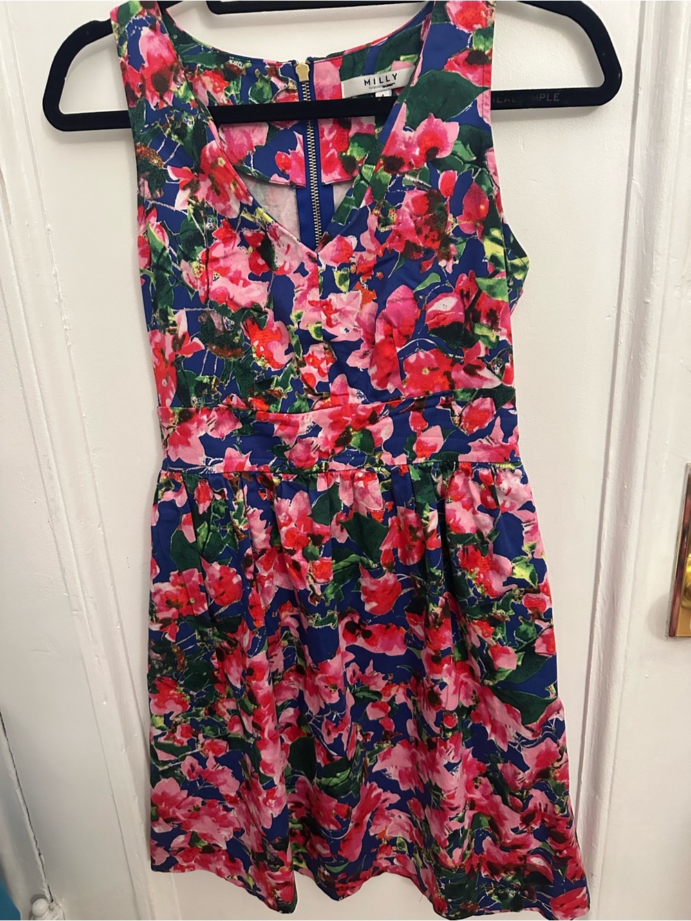 Milly Navy Dress with Pink Floral Print